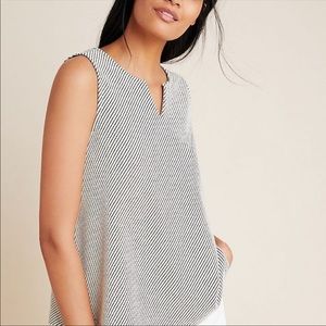 NWT Maeve by Anthropologie: ‘Celine’ Swing Top / White + Black / Sz Large